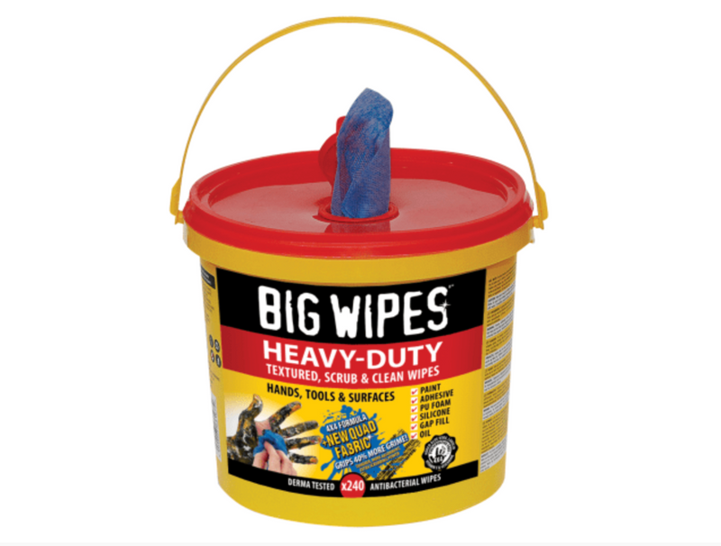 Big Wipes 4x4 Heavy-Duty Antibacterial Cleaning Wipes Bucket of 240